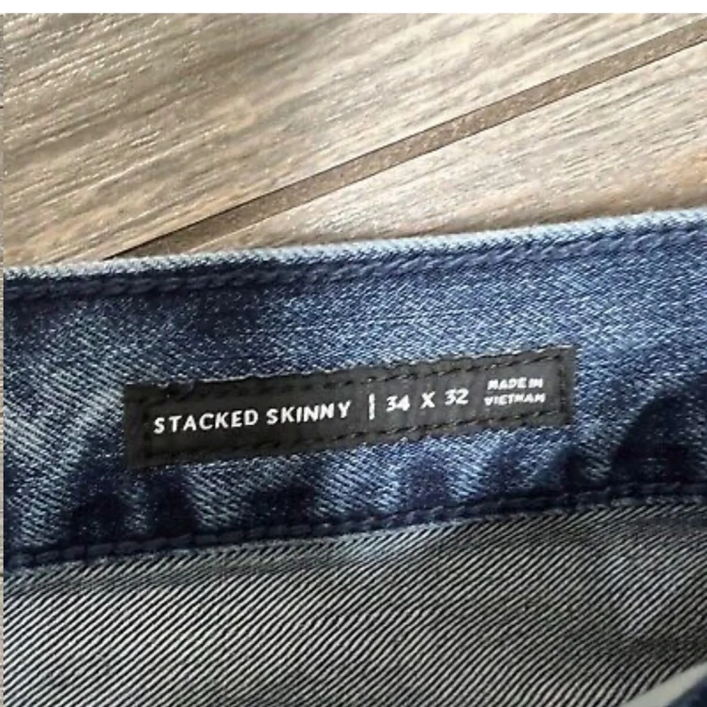 Pac Sun Vertical Stretch Jeans 34X33 Stacked Skinny White Side Paint Stripe - Picture 3 of 10